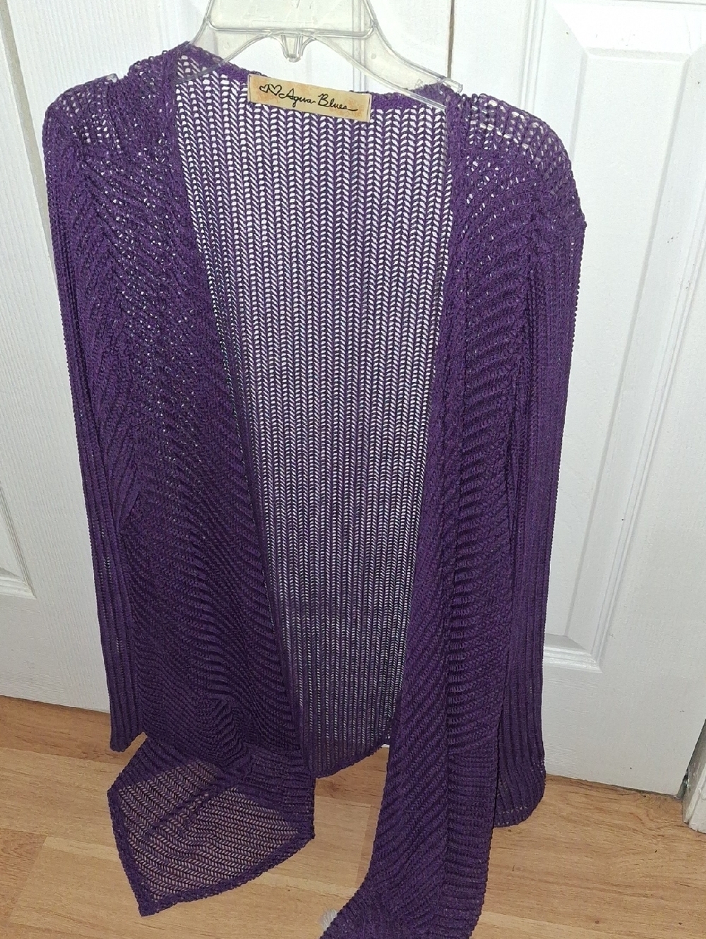 Aqua Blu Open-Front Knit Cardigan in Deep Purple